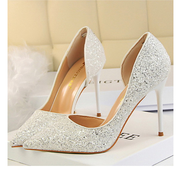 Women s Sparkling Glitter Stiletto Heel Closed Toe Pumps With Others